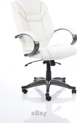 Galloway Executive Chair White Leather With Arms