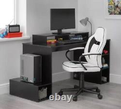 Gaming Chair Computer Office Racing White & Black In Faux Leather