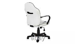 Gaming Chair Computer Office Racing White & Black In Faux Leather