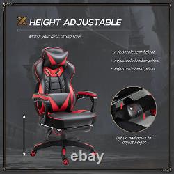 Gaming Chair Ergonomic Reclining with Manual Footrest Wheels Stylish Office Red