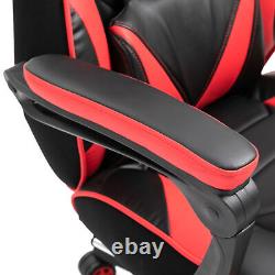Gaming Chair Ergonomic Reclining with Manual Footrest Wheels Stylish Office Red