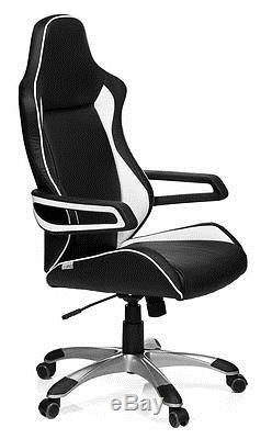 Gaming Chair Office Chair RACER PRO false Leather, Black White hjh OFFICE