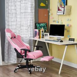 Gaming Chair Office Chair Reclining Lift Swivel High Back PU Leather Pink Chair