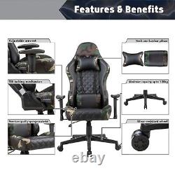 Gaming Chair Office Computer 360°Swivel Recliner Ergonomic PU Leather Racing