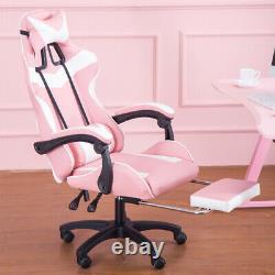 Gaming Chair Office Racing Style Leather Computer Swivel Desk Massage Pink Seat