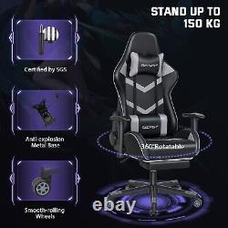 Gaming Chair PC Massage Recliner 2D Armrest Office Computer Seat Ergonomic Black