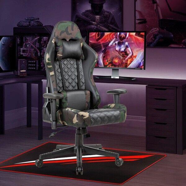 Gaming Chair Pc Office Computer Racing Pu Desk Task Ergonomic Leather Adjustable