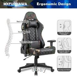 Gaming Chair PC Office Computer Seat PU Leather Height Adjustable Leg Rest 360