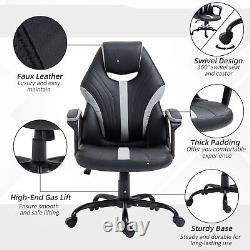 Gaming Chair Swivel Home Office Computer Racing Gamer Desk Chair, Black Grey