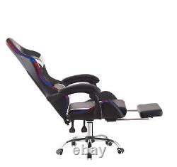 Gaming Chair Swivel Recliner Racing Office Chair with Footrest Pillow LED Lights