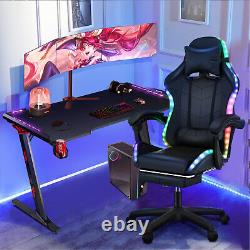 Gaming Chair with RGB LED Light Computer Desk Chair Recline for Office & home