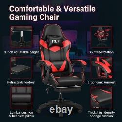 Gaming Leather Computer Chair Swivel Office Chair Recliner Leather Desk RED