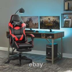 Gaming Leather Computer Chair Swivel Office Chair Recliner Leather Desk RED