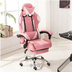 Gaming Office Chair Massage Recliner Ergonomic PU Leather Swivel Padded Footrest