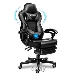 Gaming Office Chair Massage Seat PU Leather Swivel Recliner Adjustable Footrest