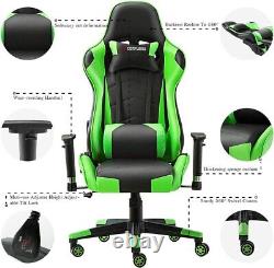 Gaming Office Chair Recliner Ergonomic Lumbar PU Leather Swivel Padded Footrest
