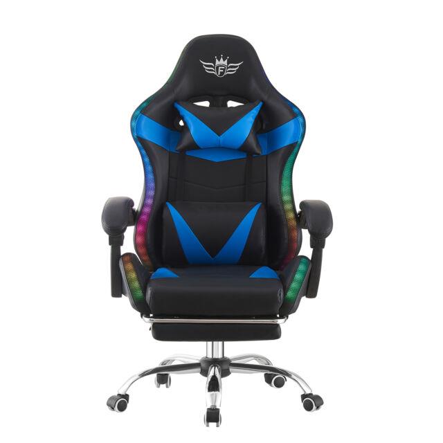 Gaming Office Chair With Rgb Led Light Computer Desk Chair Recline Work Seat