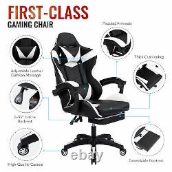 Gaming Racing Chair Computer Massage Leather Office Desk Chair Adjustable UK