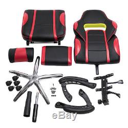 Gaming Racing Chair Office Executive Recliner Adjustable Faux Leather withFootrest