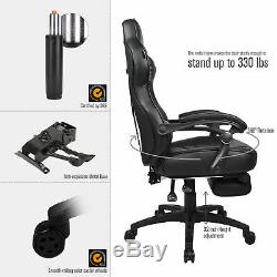 Gaming Racing Chair Office Executive Recliner Swivel Adjustable Leather Footrest