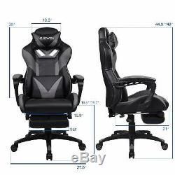 Gaming Racing Massage Office Chair Swivel Computer Recliner PU Leather Footrest