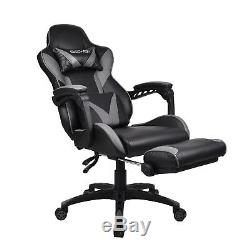 Gaming Racing Massage Office Chair Swivel Computer Seat PU Leather With Footrest