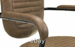 Gehry Office Chair in Brown PU Leather and Metal Adjustable Seat Height