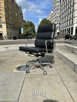 Genuine Charles Eames By Icf Softpad Highback Black Leather Office Chair