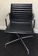 Genuine Charles Eames Ea108 By Icf Black Leather Ribbed Medium Back Office Chair