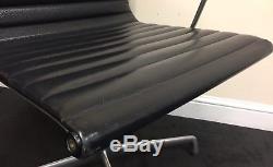 Genuine Charles Eames EA108 By ICF Black Leather Ribbed Medium Back Office Chair
