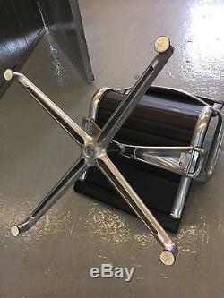 Genuine Charles Eames EA108 by ICF Black Leather Ribbed Office Chair