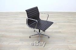 Genuine Charles Eames EA108 by ICF Brown Leather Ribbed Office Chair