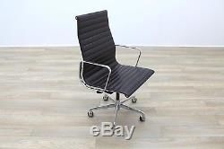 Genuine Charles Eames EA119 by ICF Brown Leather Ribbed High Back Office Chair