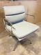 Genuine Charles Eames Vitra Grey Leather Soft Pad Office Chair Seat Chrome Frame