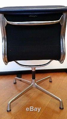 Genuine Charles & Ray Eames Vitra EA208 Blue Leather Soft Pad Office Chair