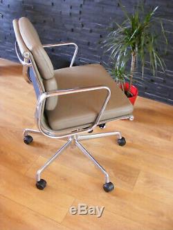 Genuine Grey Leather Vitra Eames EA 217 EA217 Soft Pad Office Chair
