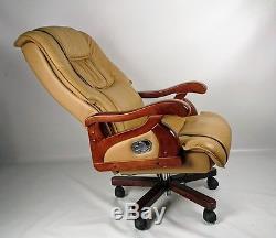 Genuine Leather Full Recliner Executive Office Chair Superb Quality Beige