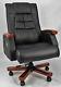 Genuine Leather Full Recliner Executive Office Chair Superb Quality Beige Black