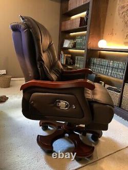 Genuine Leather Full Recliner Tiltable Executive Office Chair Seat Desk
