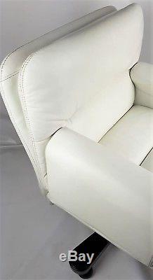 Genuine Leather White Executive Office Chair Large Size Low Back Superb Qaulity