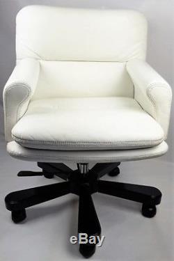 Genuine Leather White Executive Office Chair Large Size Low Back Superb Qaulity