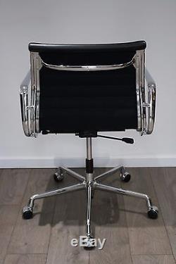 Genuine Vitra Charles Eames EA 117 Chair Black Leather & Polished Aluminium