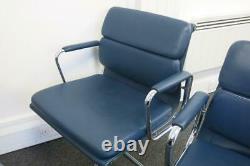 Genuine Vitra Charles and Ray Eames EA208 Blue Leather Executive Office Chair