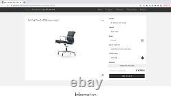 Genuine Vitra Charles and Ray Eames EA208 Blue Leather Executive Office Chair