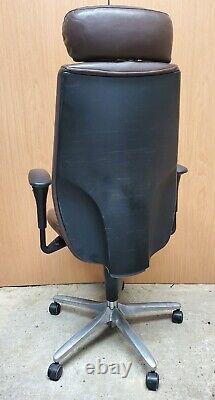 Giroflex G68 High Back Ergonomic Brown Leather Ergonomic Office Chair Headrest