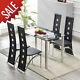 Glass & Chrome Dining Table And 4 Faux Leather Dining Chairs Kitchen Office Home