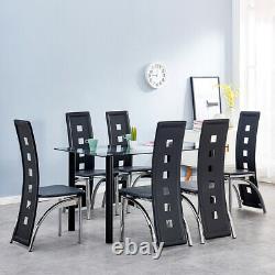 Glass Dining Table 4/6 High Back Black Faux Leather Dining Chairs Only Table Now