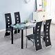 Glass Dining Table+4/6 High Back Black Faux Leather Dining Chairs Set Room Home