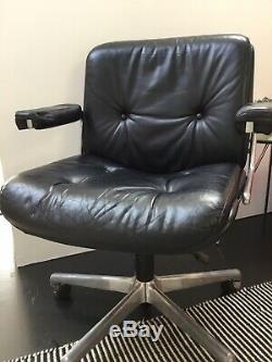 Gordon Russell Black Leather Stoll Giroflex Retro Revolving Vintage Office Chair