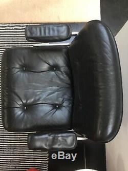 Gordon Russell Black Leather Stoll Giroflex Retro Revolving Vintage Office Chair